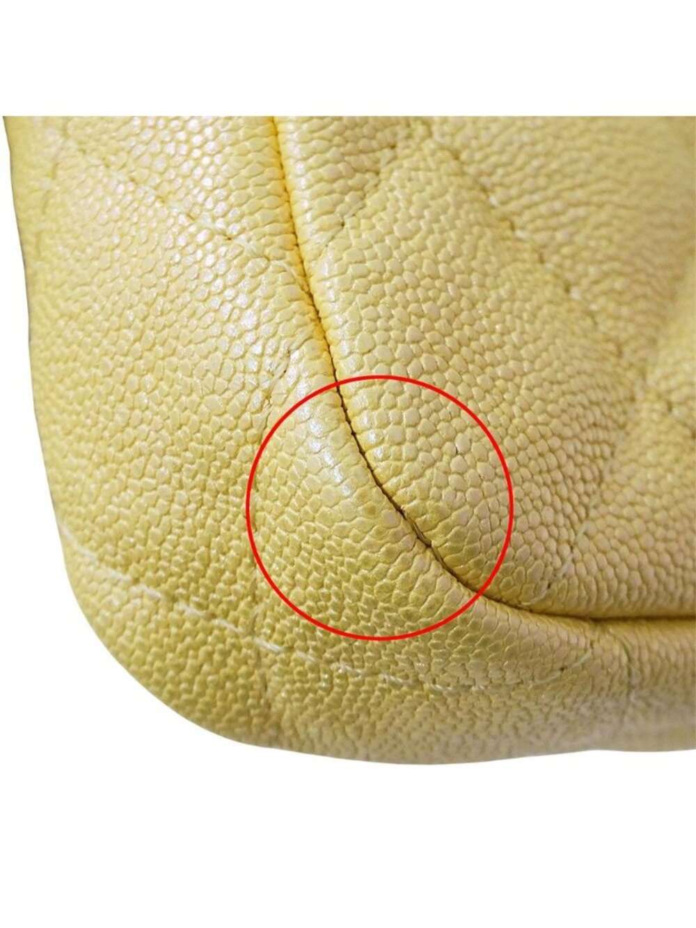 Chanel Wallet Shoulder Quilted Caviar Leather Yellow Gold Chain Logo Glittering - Picture 11 of 12